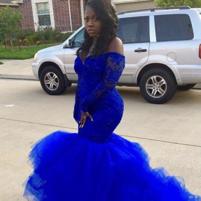 Plus size royal blue prom dresses with sleeves
