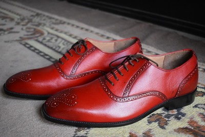 Men Real Leather Oxfords Touch Brogue Toe Bespoke Lace Up Handmade Shoes