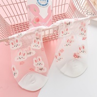 6 Pairs Set Cute Student Girl Rabbit Flower Transparent See Through Socks - Thumbnail 3