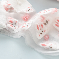 6 Pairs Set Cute Student Girl Rabbit Flower Transparent See Through Socks - Thumbnail 7