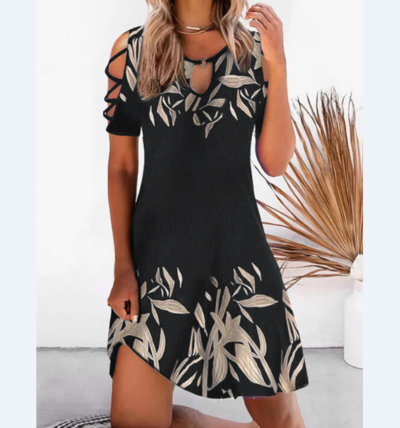 Women'S Printed Temperament Short Sleeve Dress