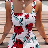Sling Print Tight Sleeveless Chiffon Dress - Thumbnail 1