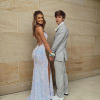 Sparkly Mermaid Scoop Neck White Sequins Long Prom Dresses with Slit - Thumbnail 2