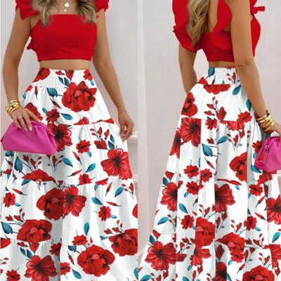 Fashion sexy sleeveless two-piece print suit - Thumbnail 1