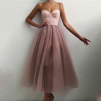 Lovely Dusty Pink Tulle Prom Dresses,Tea Length Back to School Dresses,1352 - Thumbnail 1