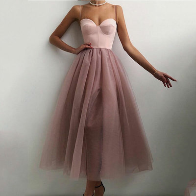Lovely dusty pink tulle prom dresses,tea length back to school dresses,1352 - Thumbnail 3