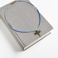 Summertime Dragonfly Necklace, Beaded Ombre Necklace, Dragonfly Jewelry, Canadian Shop - Thumbnail 4
