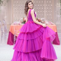 Beautiful Ball Gown V Neck Tulle Prom Dresses 2022 - Thumbnail 1
