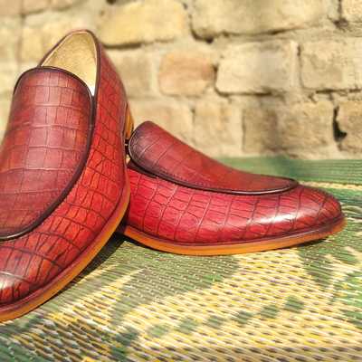 Custom handmade split alligator skin loafers formal dress shoes