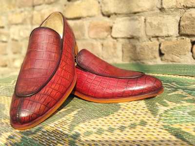 Custom Handmade Split Alligator Skin Loafers Formal Dress Shoes