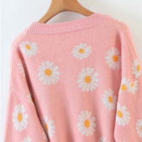 Retro Daisy Print Knitted Cardigan - Thumbnail 8