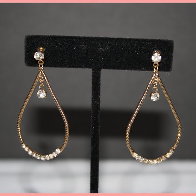 Gold teardrop diamond hoop earrings