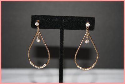 Gold teardrop diamond hoop earrings