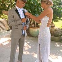 Mermaid Hot Pink Sequins Long Prom Dress with Split - Thumbnail 1