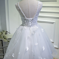 White lace applique short prom dress homecoming dress - Thumbnail 4