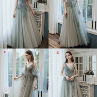Cute tulle lace long prom dress A line evening dress - Thumbnail 8