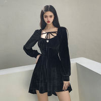 Woman Vintage Spring Korean Fashion Mini Dress - Thumbnail 3