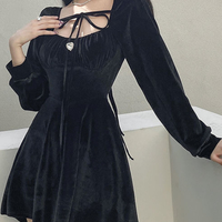 Woman Vintage Spring Korean Fashion Mini Dress - Thumbnail 1