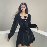 Woman Vintage Spring Korean Fashion Mini Dress - Thumbnail 5