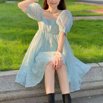 Sweet floral mesh dress women elegant princess  - Thumbnail 3
