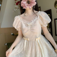 Elegant Princess Dress Women Vintage Lace-Up  - Thumbnail 2