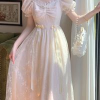 Elegant Princess Dress Women Vintage Lace-Up  - Thumbnail 1