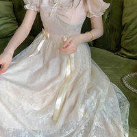 Elegant Princess Dress Women Vintage Lace-Up  - Thumbnail 4