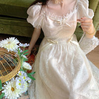 Elegant Princess Dress Women Vintage Lace-Up  - Thumbnail 6