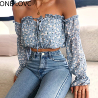 Women Off Shoulder Floral Print Tied Detail Blouse - Thumbnail 5