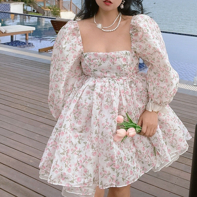 Floral Party Dress Kawaii Clothing Casual Elegant