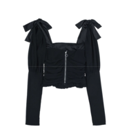 Elegant Square Collar Women Spring Shirts Solid - Thumbnail 2