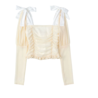 Elegant Square Collar Women Spring Shirts Solid - Thumbnail 4