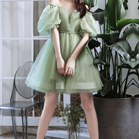 Green Tulle Short Prom Dress A Line Homecoming Dress - Thumbnail 2