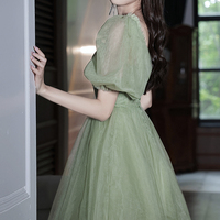Green Tulle Short Prom Dress A Line Homecoming Dress - Thumbnail 4