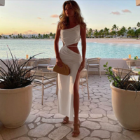 Summer Camis Beach Dress Bodycon Sexy White - Thumbnail 3