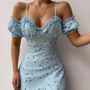 Sexy Sling Ruffle Strapless Slit Party Dress -1