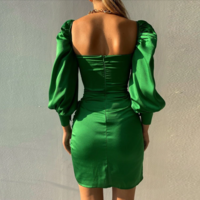 Lady Off Shoulder Solid Strapless Sheath Dress - Thumbnail 5