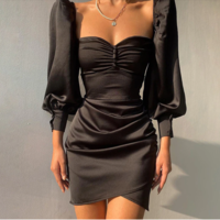 Lady Off Shoulder Solid Strapless Sheath Dress - Thumbnail 1