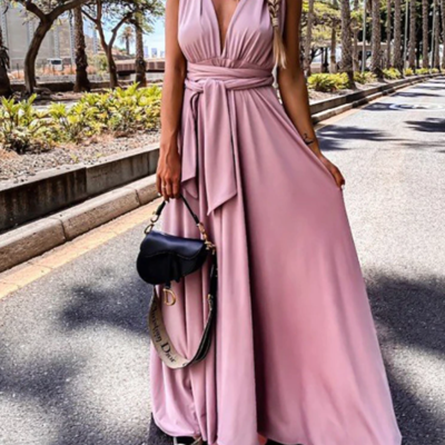 Hollow out backless v neck femme sexy dress