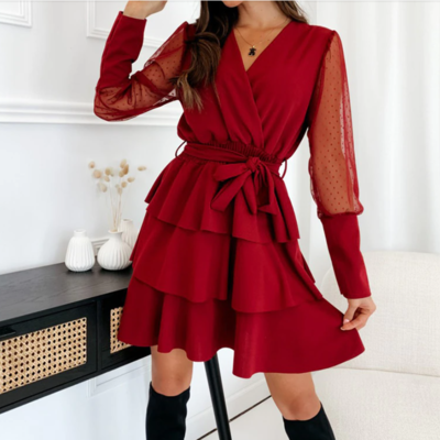 Sexy transparent long sleeve female lace up  - Thumbnail 2