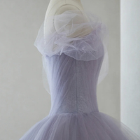 Purple Tulle Short Prom Dress A Line Evening Dress - Thumbnail 2