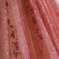 Red tulle sequins long prom dress A line evening dress - Thumbnail 4