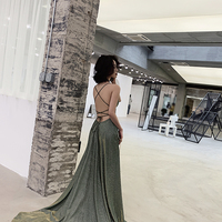 Shiny sequins long A line prom dress evening dress - Thumbnail 4