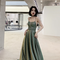 Shiny sequins long A line prom dress evening dress - Thumbnail 3