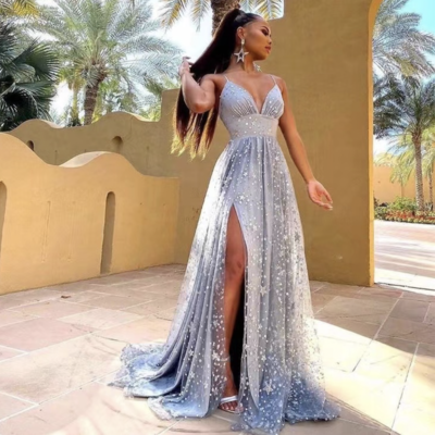 Sky blue prom dresses sparkly stars