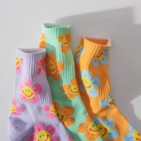 HAPPY KAWAII FLOWERS SOCKS ( SET / 5 Pairs )  - Thumbnail 1