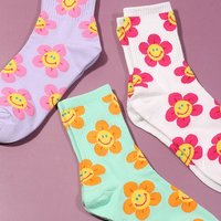 HAPPY KAWAII FLOWERS SOCKS ( SET / 5 Pairs )  - Thumbnail 3