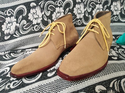Luxury Adult Brown Chukka In Genuine Suede Lace Up Formal Boot