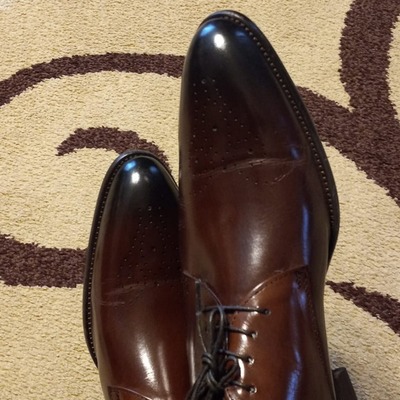 Classic men's hand stitch dark brown cap toe genuine leather shoes, wedding wear lace up shoes