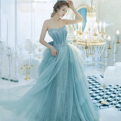 Cute a line long princess dress evening gown formal dress - Thumbnail 2